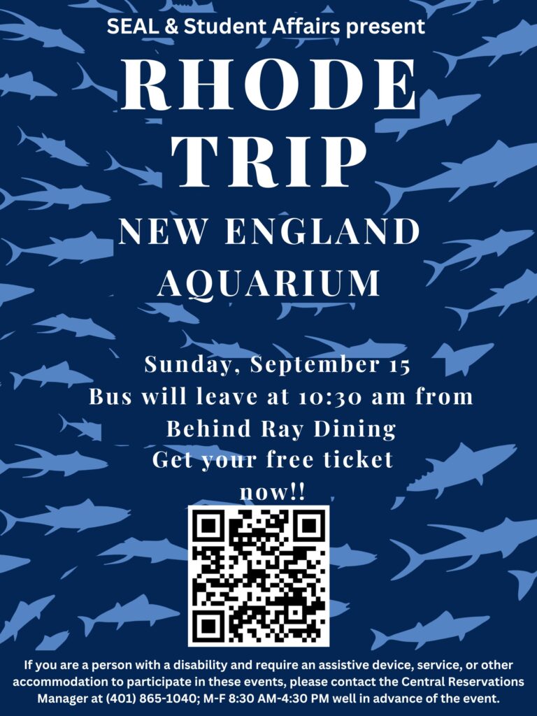 New England Aquarium Trip Flyer with a blue background with fish