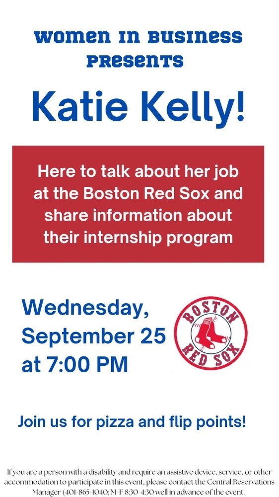 A Poster that tells students what the event is as well as the WIB graphic and a Boston Red Sox logo