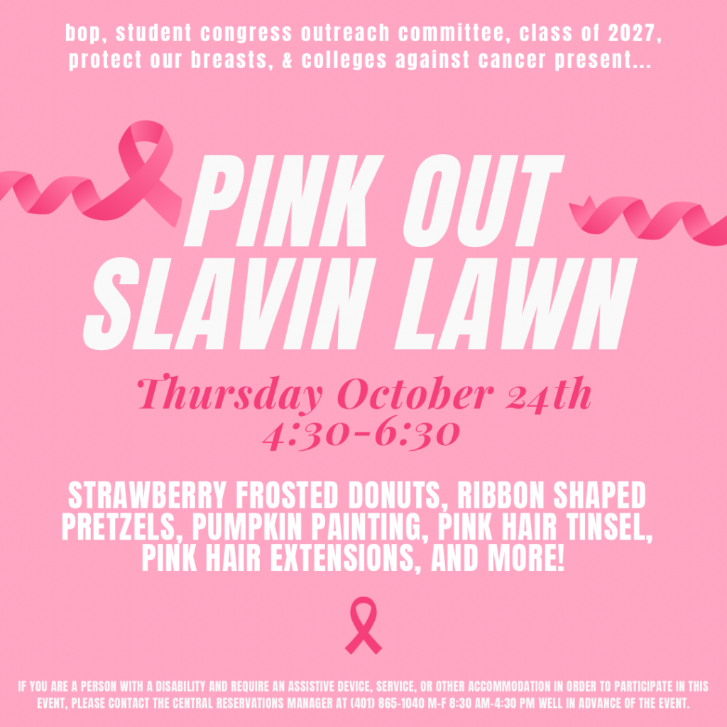 Pink poster for "Pink Out Slavin Lawn"