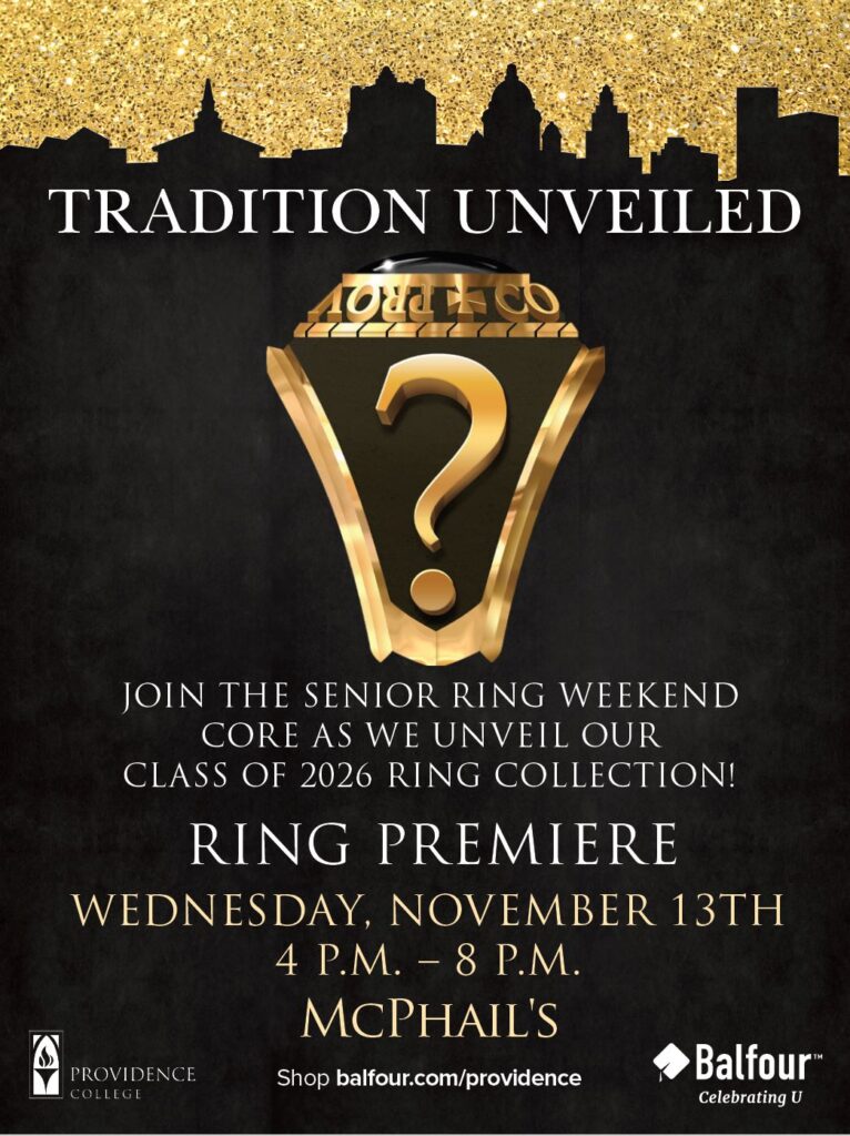 Ring Scholarship & Ring Premiere with an image of a ring and black and gold background