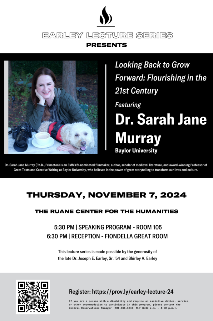 There is a photo of Dr. Sarah Jane Murphy outdoors with her small dog, a cup of coffee, and a camera