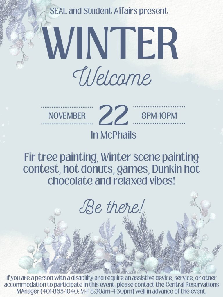 Ice and snow themed background with text describing the event as shown in the announcement details.