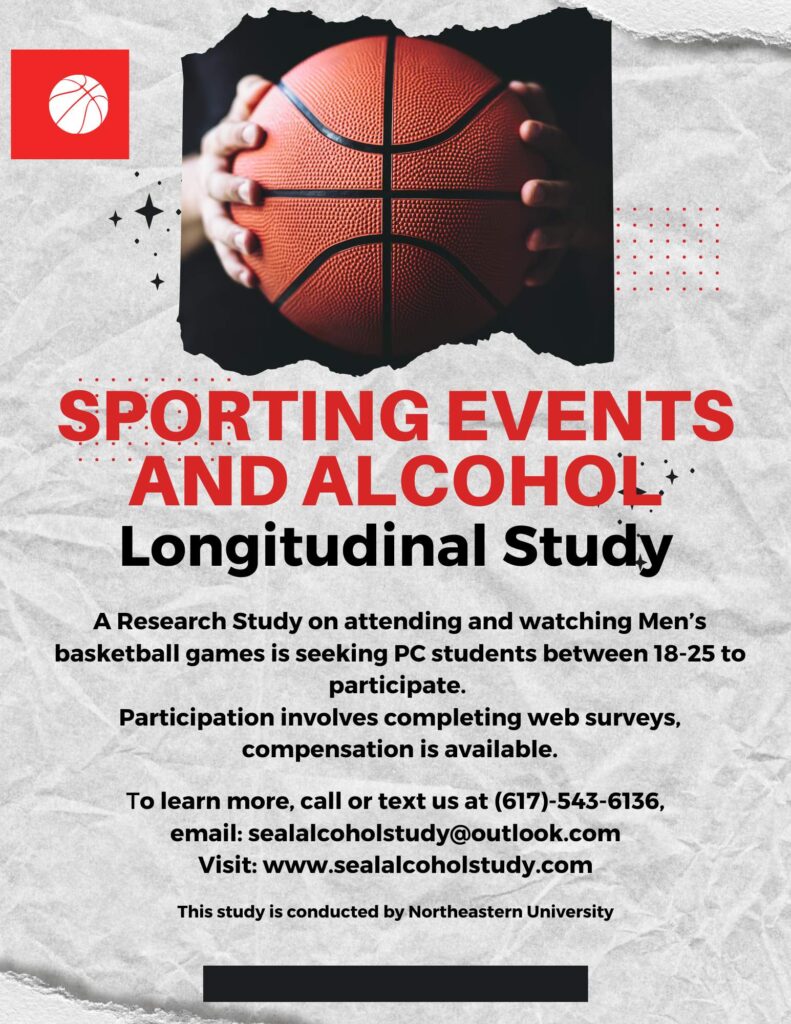 "Flyer with text advertising a research study and an image of hands holding a basketball."
