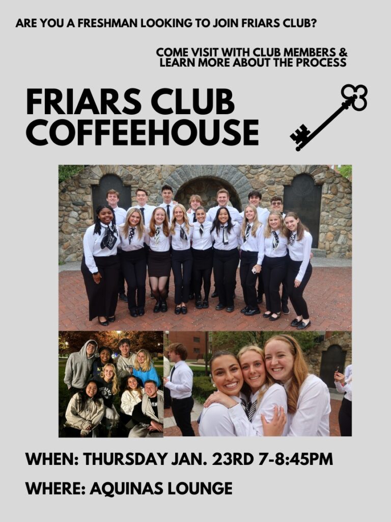 friars club members smiling while taking a group picture