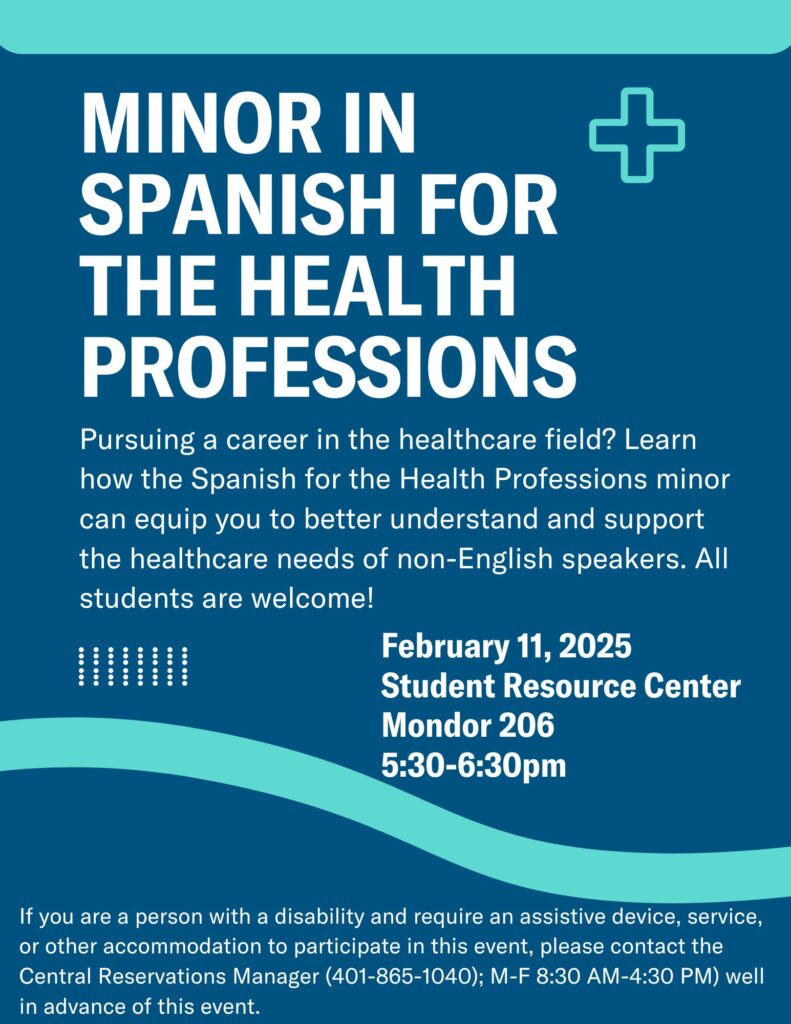 Blue themed flyer with a hospital cross on the top right corner