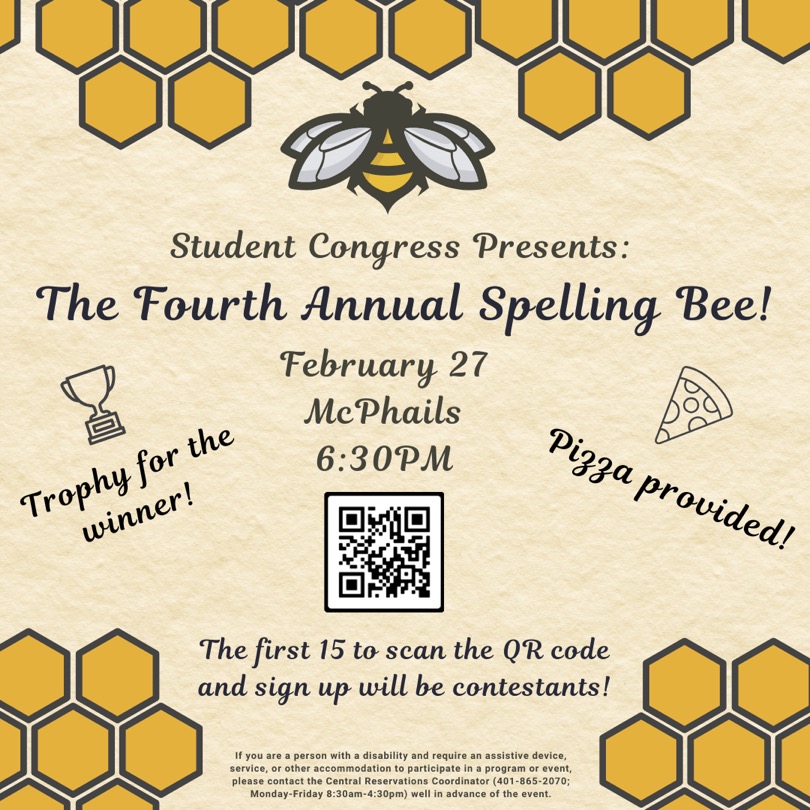 Flyer that details the upcoming event that has yellow honey combs and a cartoon bee.