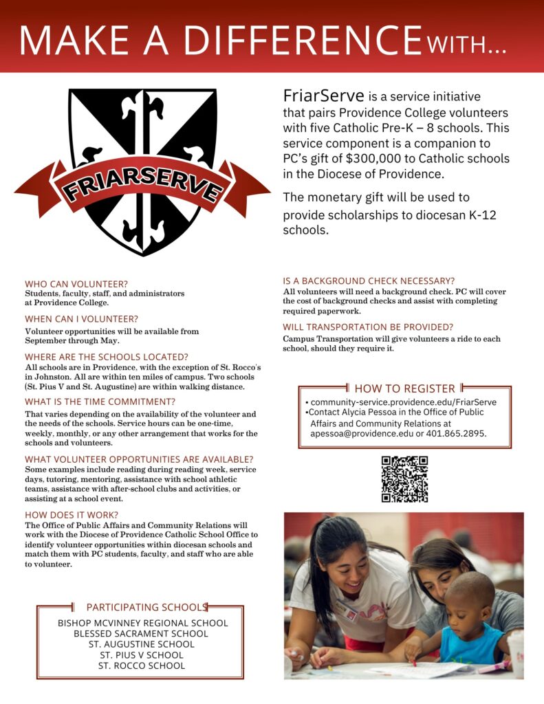 volunteer, community service. friarserve