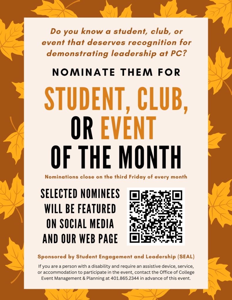 Flyer presents advertisement for Student Leadership Recognition nominations.