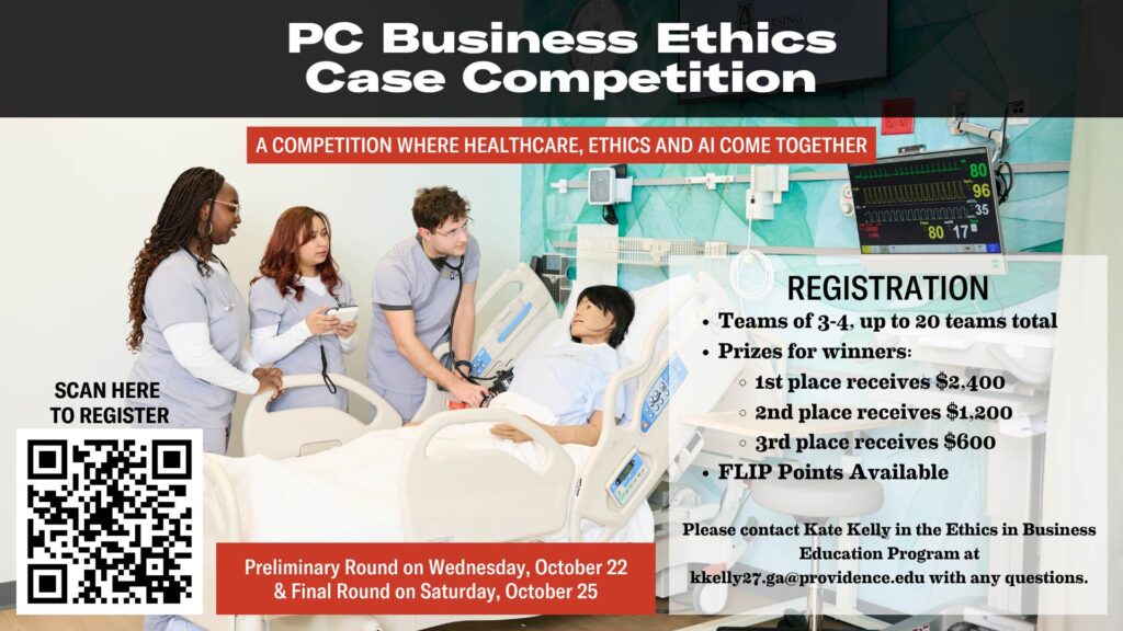 A picture of nursing students with the description of the Ethics Case Competition.