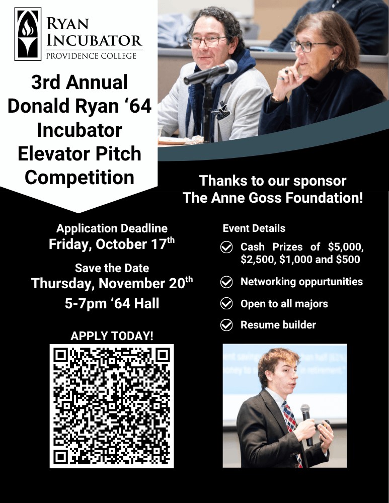 Poster for the 3rd Annual Ryan Incubator Elevator Pitch Competition