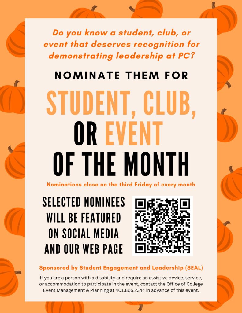 Flyer presents advertisement for Student Leadership Recognition nominations.