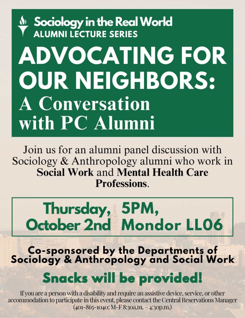 SOC lecture flyer, "Advocating for Our Neighbors" on October 2nd.