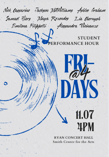 Poster with details for Fridays at Four.