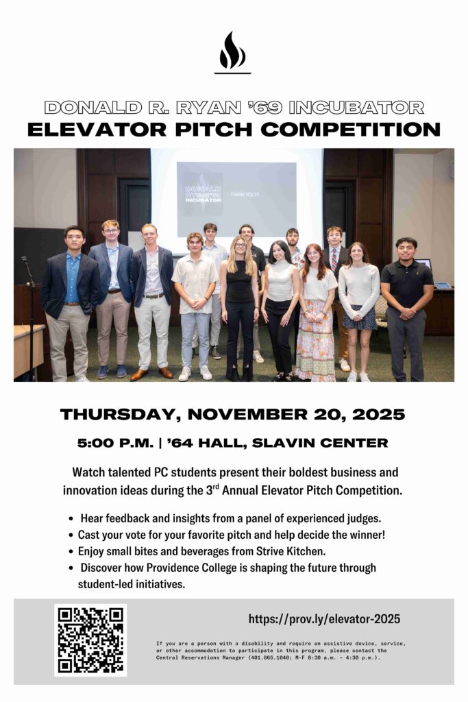 Flyer for The Ryan Incubator's 3rd Annual Elevator Pitch Competition