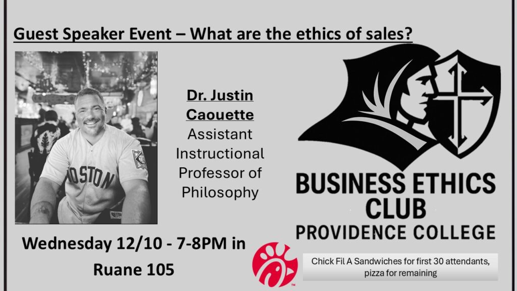 PC Biz Ethics Club Guest speaker Poster