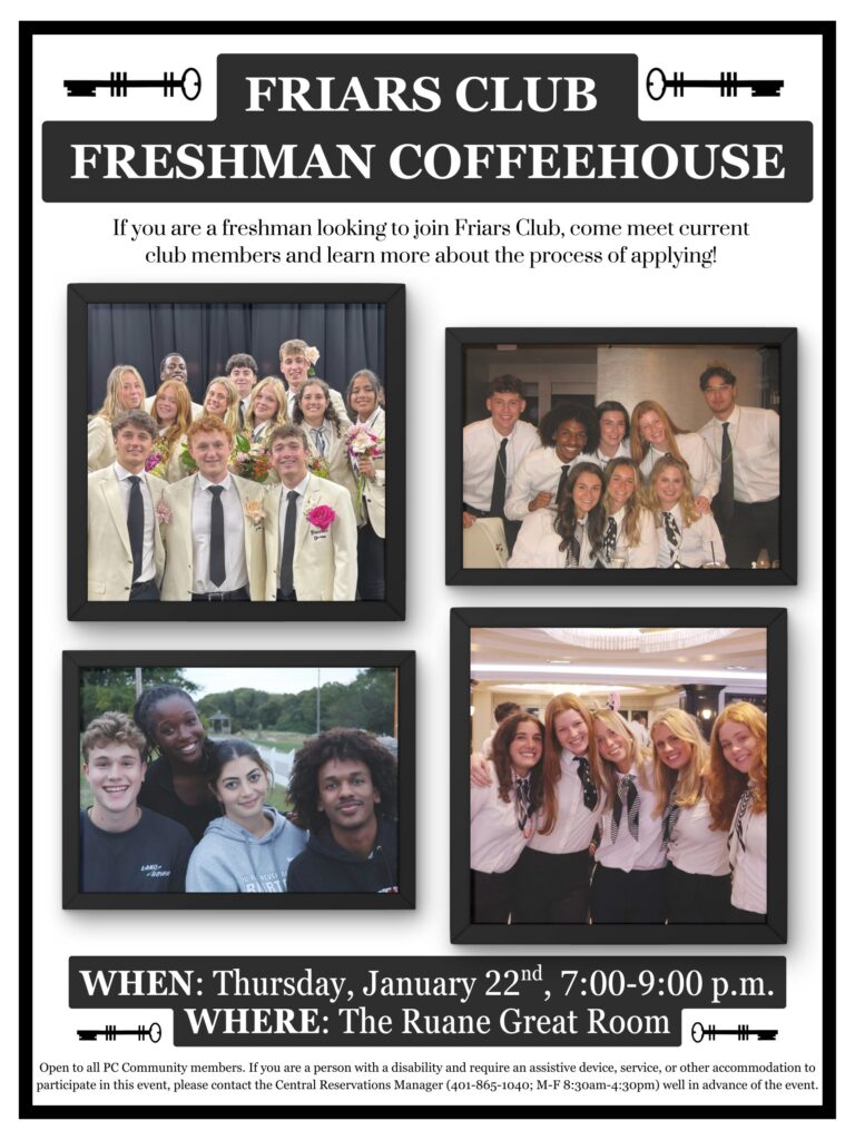 Friars Club Freshman Coffeehouse Poster