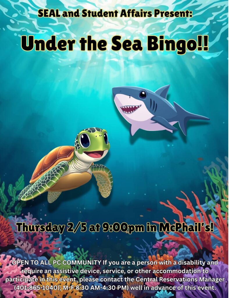 image of under the sea with a turtle and shark for SEAL's Under the Sea Bingo event on 2/5