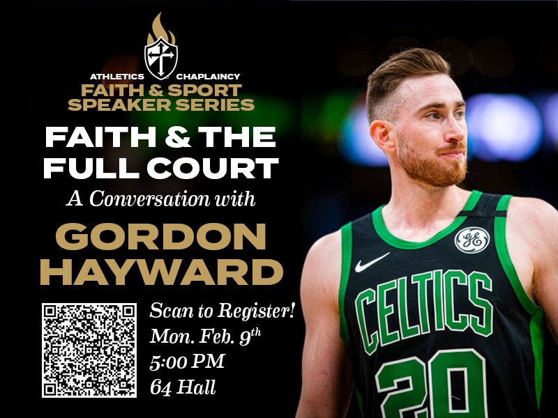 Image of Gordon Hayward with a Registration QR Code
