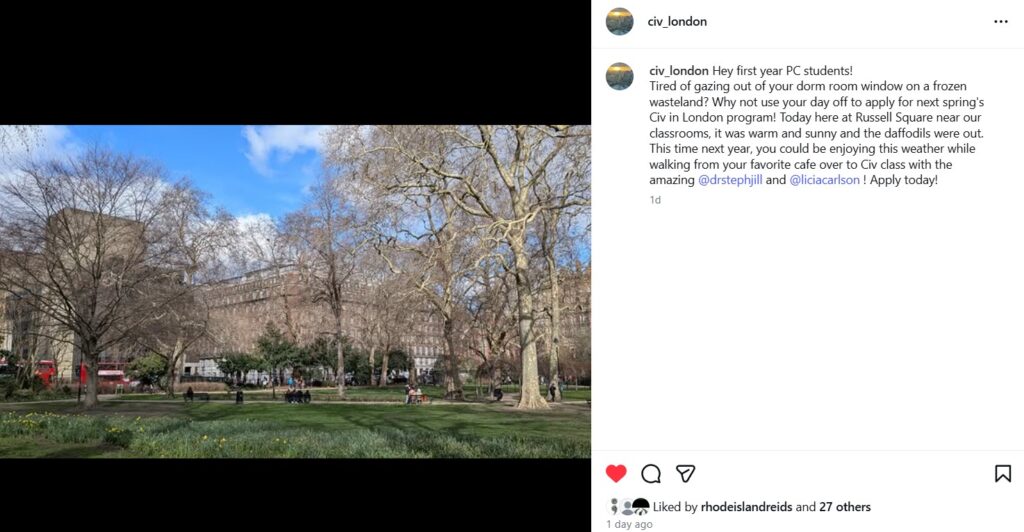 Civ in London Instagram Post