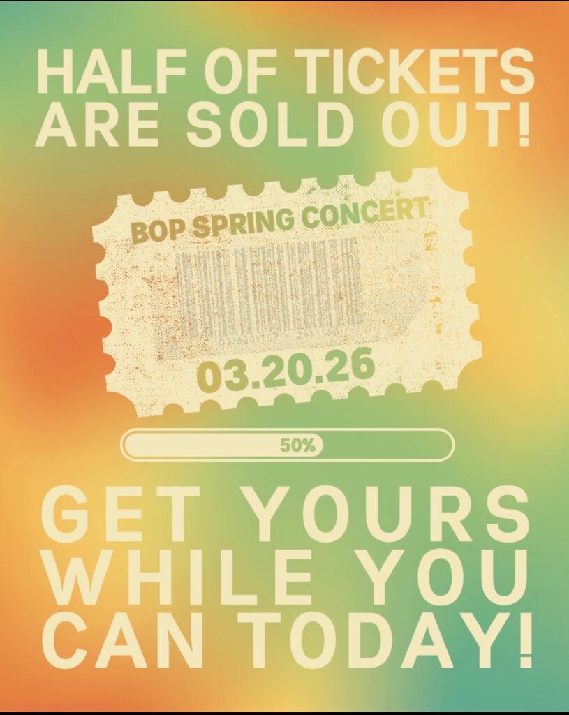 50% of the tickets for spring concert poster