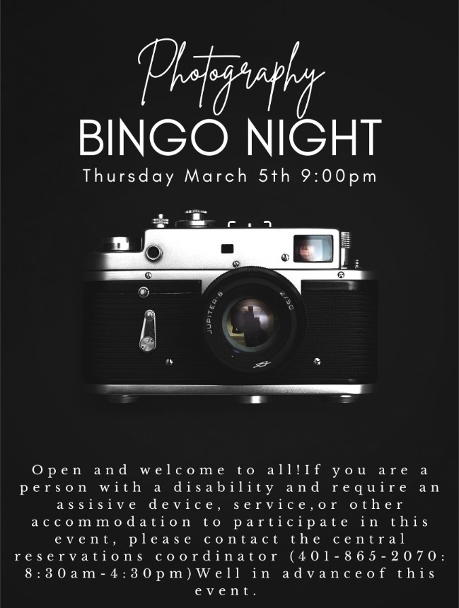 Photography Club Bingo Poster