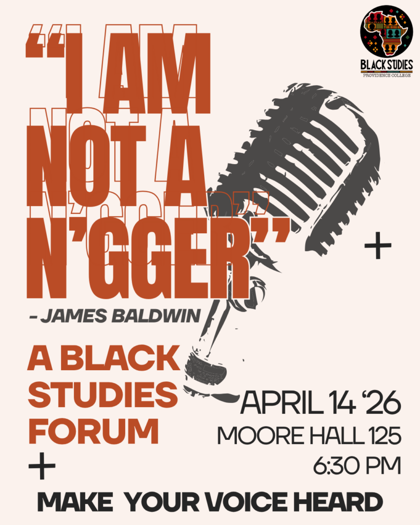Black studies forum flyer on Tuesday, April 14th at 6:30pm