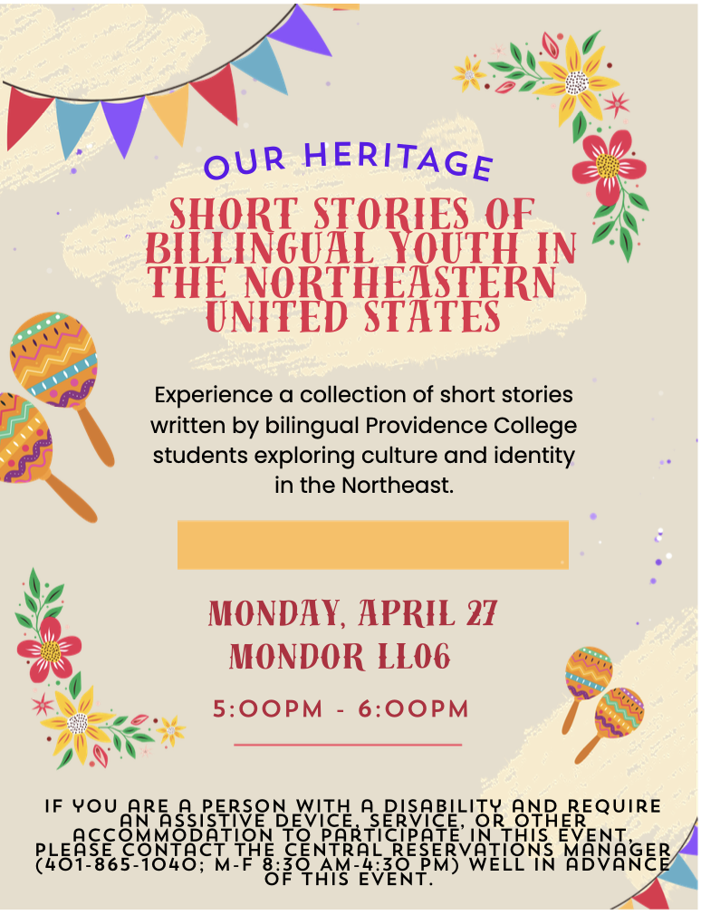 Our heritage: Short Stories of Bilingual Youth in the Northeastern United States Event Flyer