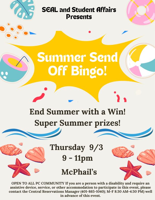 Summer Send off Bingo Poster- same information as event description