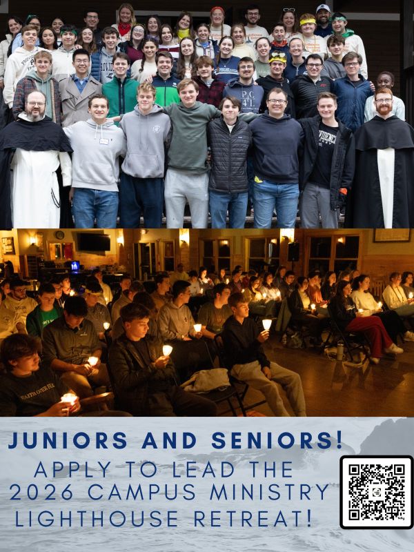 students standing and smiling in a large group; a large group of students sitting and holding handheld lit candles