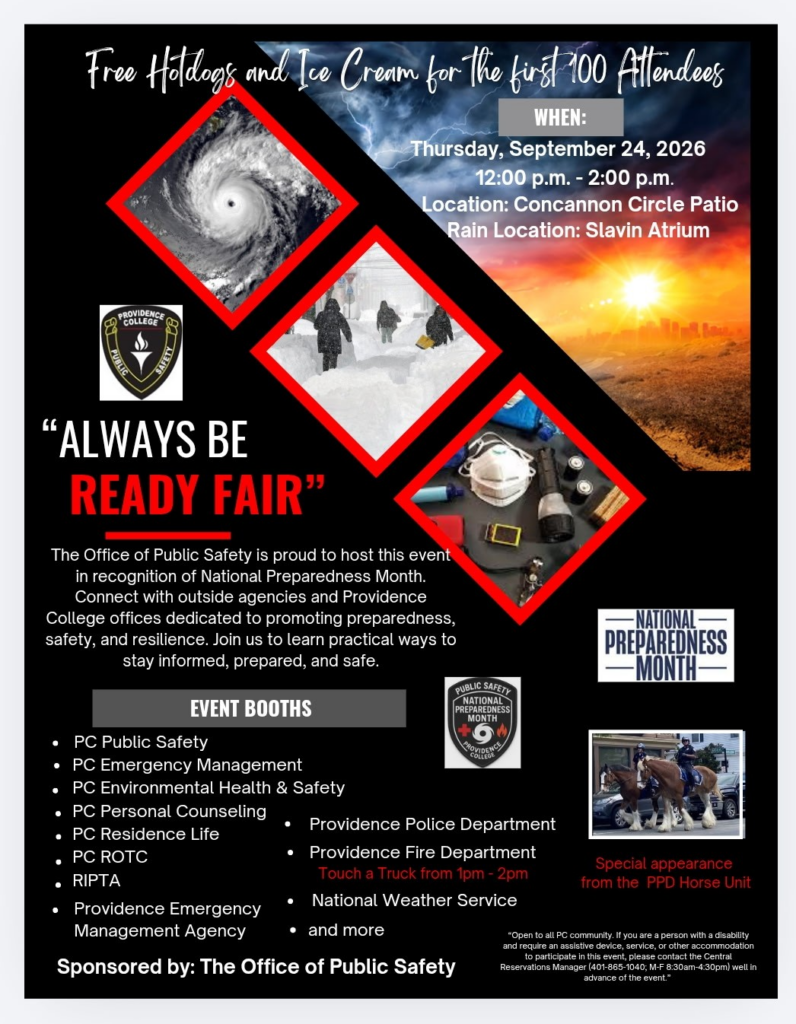 Public Safety is hosting the Always Be Ready Fair. Free Hotdogs and Ice Cream to the first 100 Attendees. There will be different event booths and a special appearance from the PPD Horse Unit. Location and Time same as event description. 