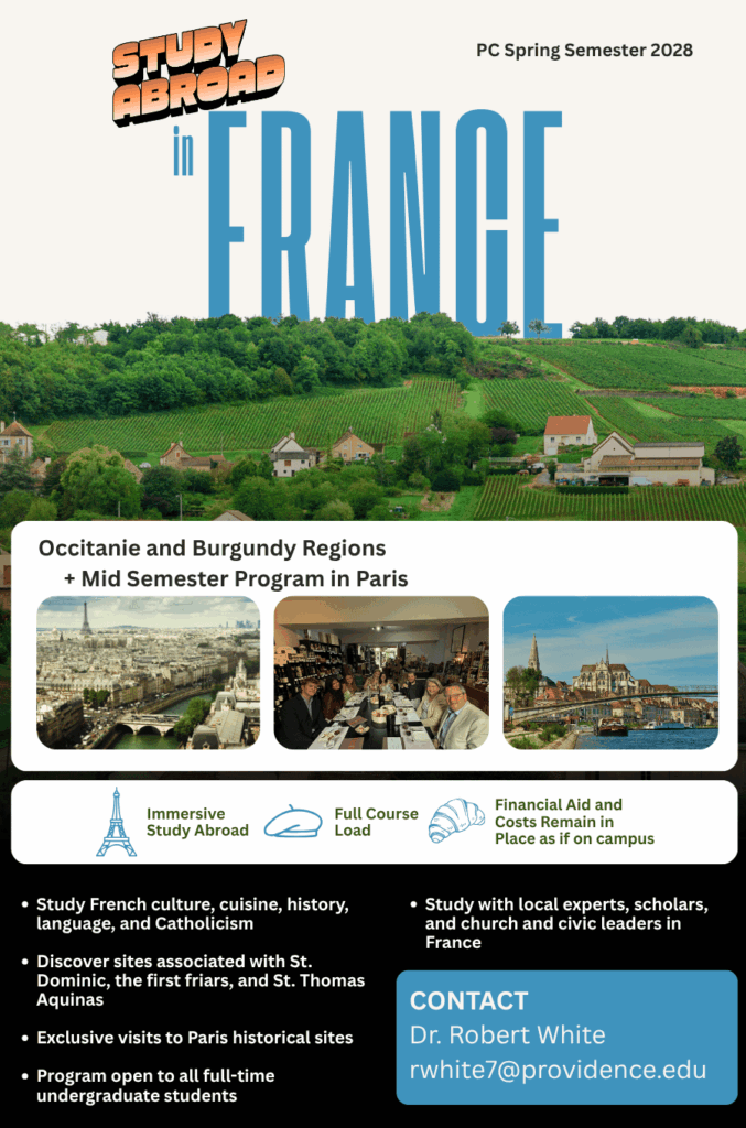 PC in France Spring 2028 Semester Program Info. Session TOMORROW at 11:00 am in the main entrance to Ruane.