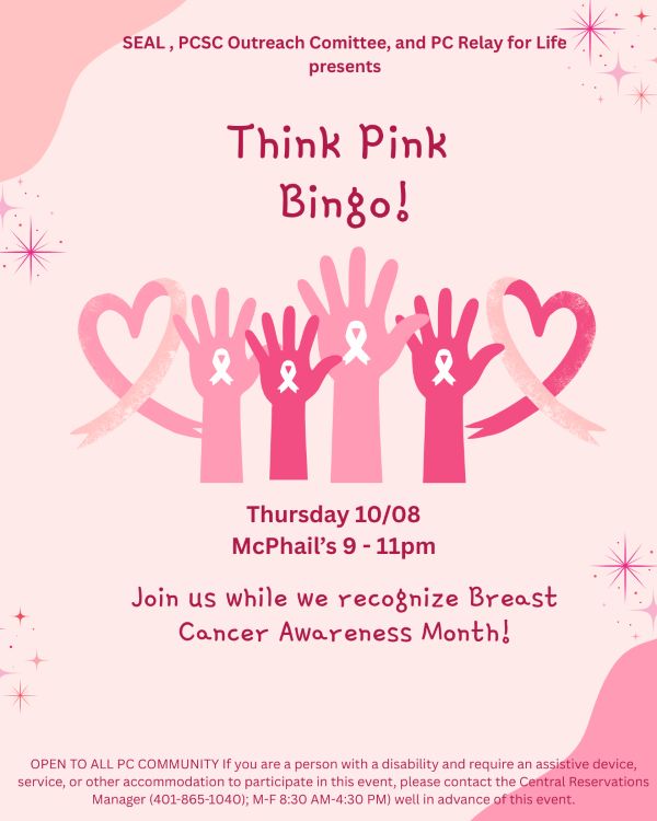 Think Pink - Breast Cancer Awareness Bingo TODAY at 9:00pm in McPhail's